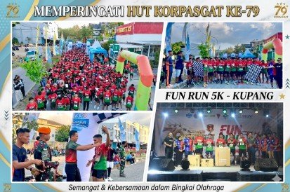 Semarak HUT Korpasgat ke-79 dan 1 Dekade FC.Brottus: Batalyon Hanud 32 Pasgat Gelar Fun Run 5K di Kupang
